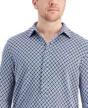 Tasso Elba Men's Long Sleeve Single Knit Shirt Navy Blue Combo Small