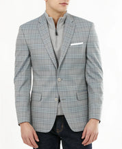 Bar III Men's Slim-Fit Plaid Blazer Grey Plaid 40S