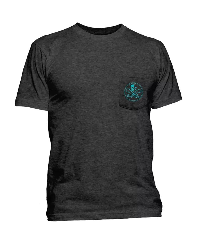 Salt Life Mens Skull & Hooks Short Sleeve Pocket T Shirt XL Dark Grey
