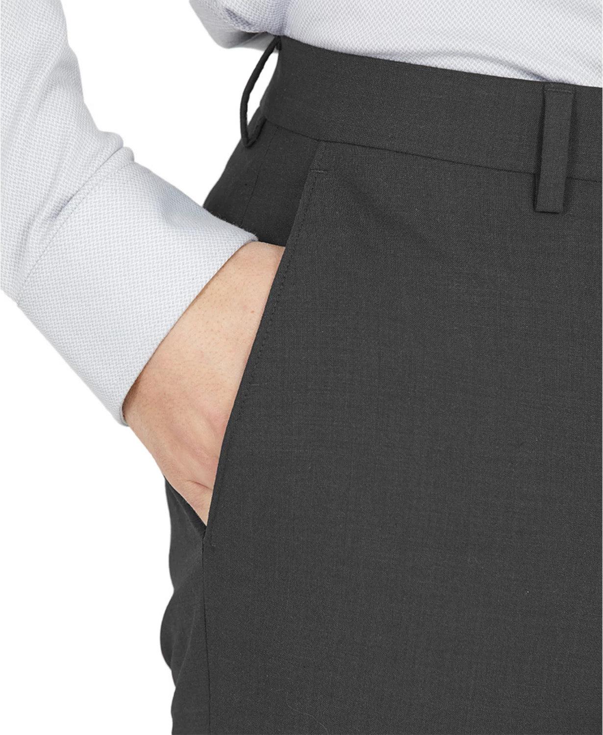 Bar Iii Mens Slim fit  Wool Dress Pants 38 / 30 Charcoal Gray Solid