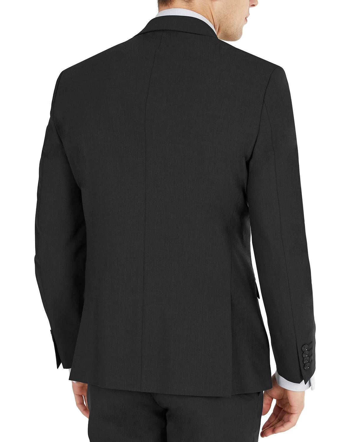 Bar Iii Mens Slim fit Suit Jacket Blazer 40 L Black Solid Wool