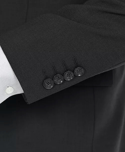 Calvin Klein Mens Slim fit Suit Jacket Blazer 40 L Black Solid Stretch