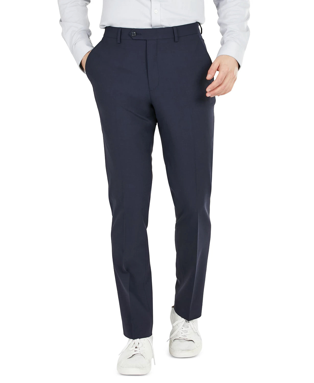 Bar Iii Mens Slim fit Wool Dress Pants 32 / 32 Navy  Blue Solid