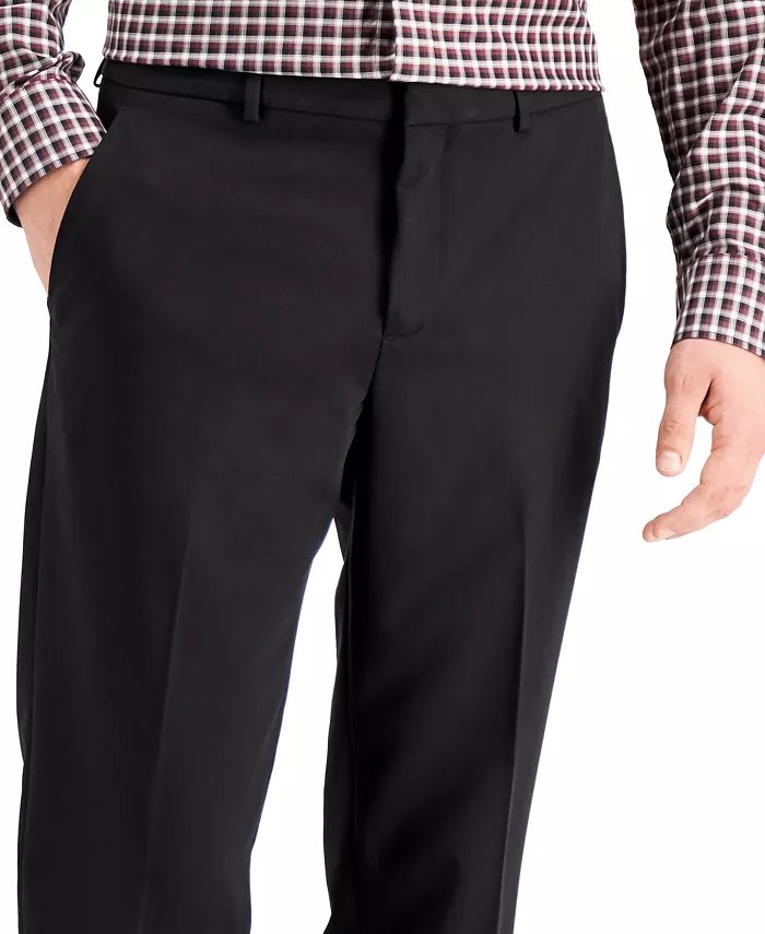 Perry Ellis Mens Modern fit Dress Pants 33 / 30 Black Solid Stretch