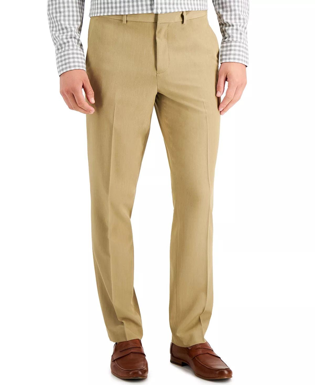Perry Ellis Mens Modern fit Dress Pants 33 / 30 Brown Solid Stretch