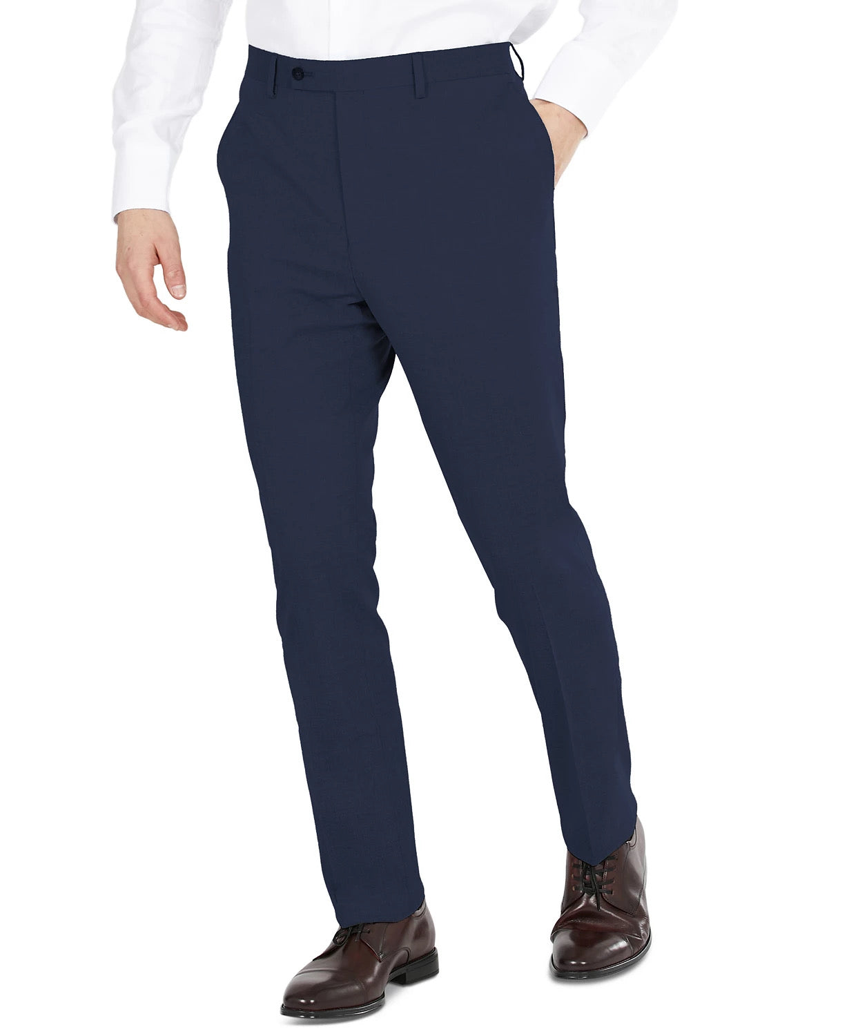 Dkny Mens Modern fit Dress Pants 36 / 32 Navy Blue Solid Stretch