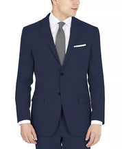 DKNY Mens Modern fit Suit Jacket Blazer 46 L Navy Blue Solid Stretch