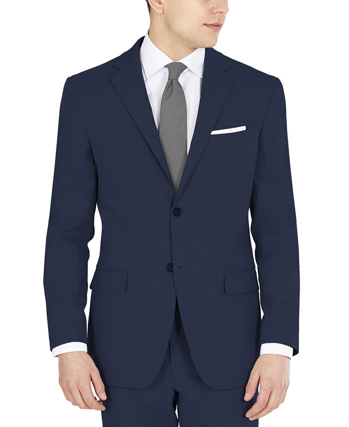 DKNY Mens Modern fit Suit Jacket Blazer 36 R Navy Blue Solid Stretch