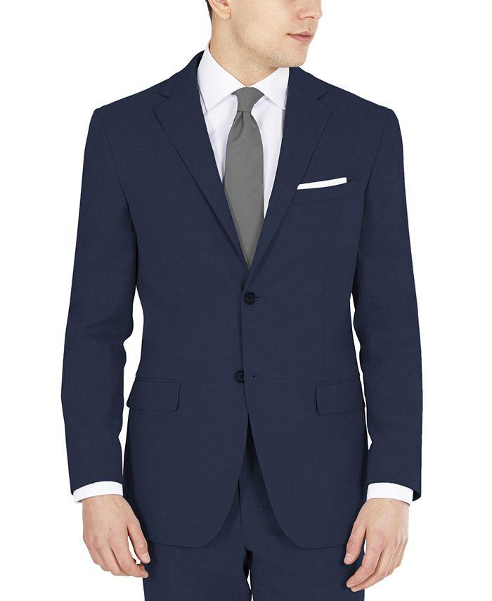 Dkny Mens Modern fit Suit Jacket Blazer 38 R Navy Blue Solid Stretch