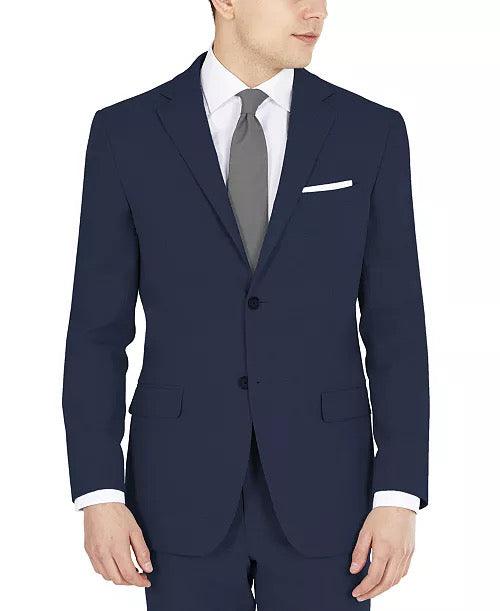 Dkny Mens Modern fit Suit Jacket Blazer 48 L Navy Blue Solid Stretch