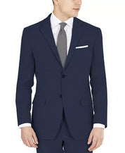 Dkny Mens Modern fit Suit Jacket Blazer 48 L Blue Solid Stretch