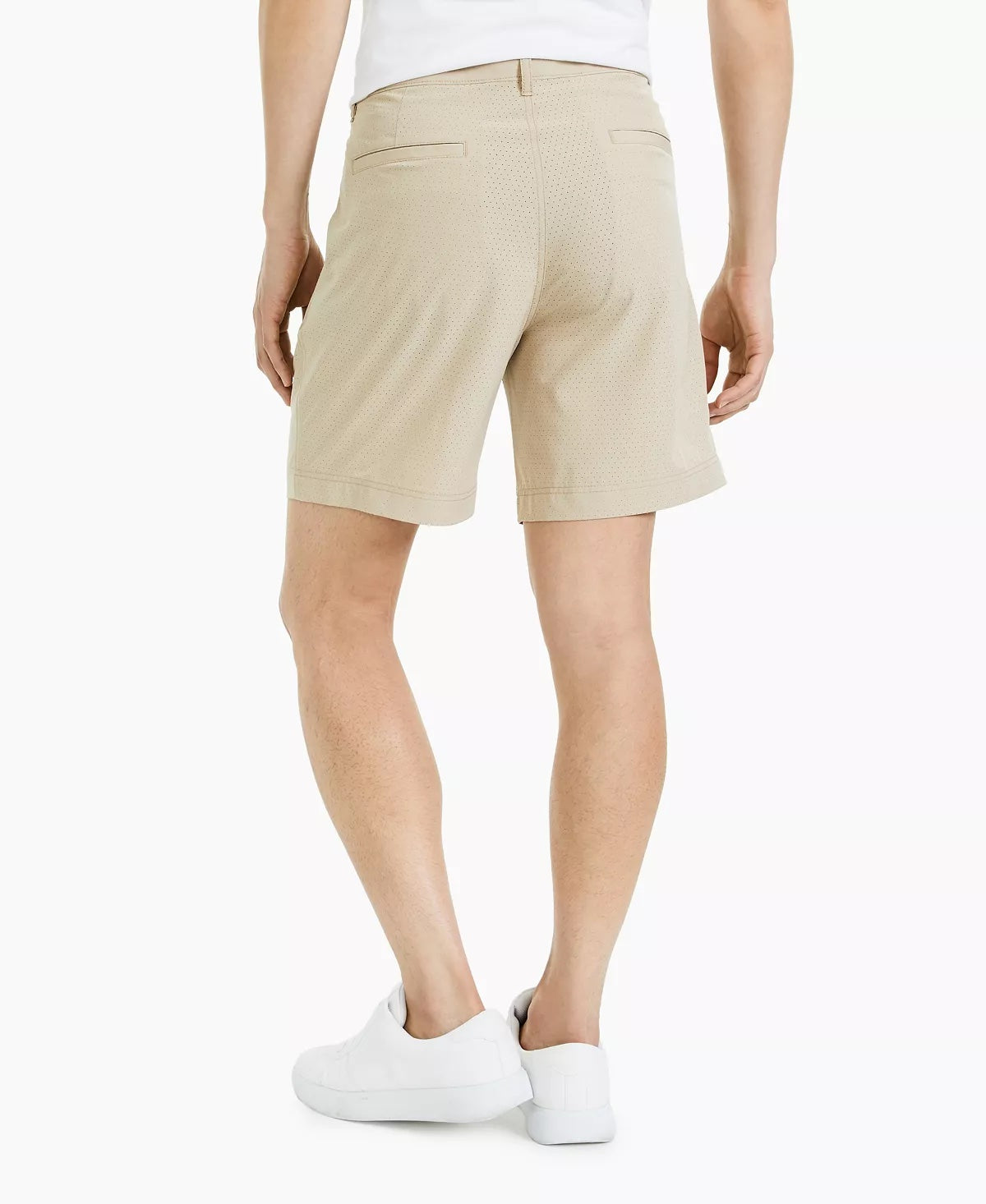 INC International Concepts Mens Perforated Pleated 7 Shorts Sand Linen Beige 40