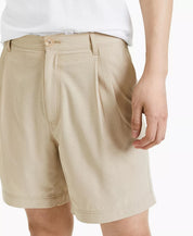 INC International Concepts Mens Perforated Pleated 7 Shorts Sand Linen Beige 40