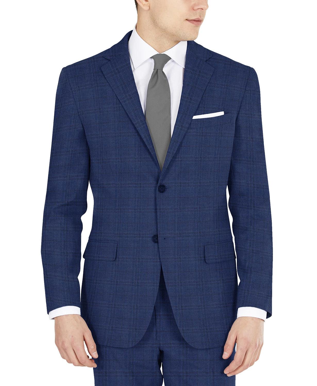 Dkny Mens Modern fit Suit Jacket Blazer 38 S Blue Plaid Stretch