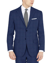 DKNY Mens Modern fit Suit Jacket Blazer 42 R Navy Blue Plaid Stretch
