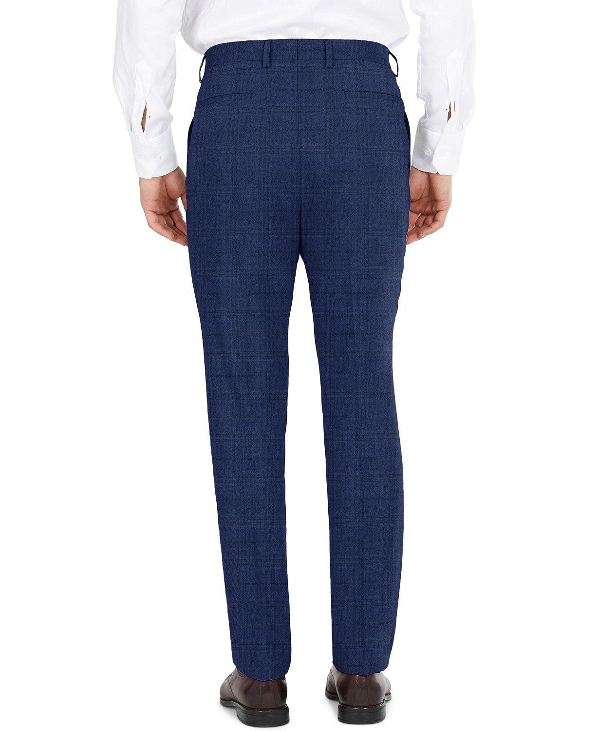 DKNY Men's Modern-Fit Stretch Suit Jacket Blue Plaid 38R