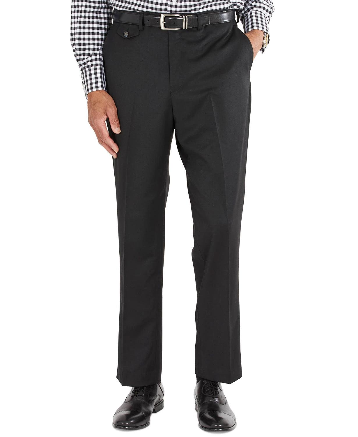 Tayion Collection Men's Classic Fit Solid Black Suit Dress Pants Black 36 x 30