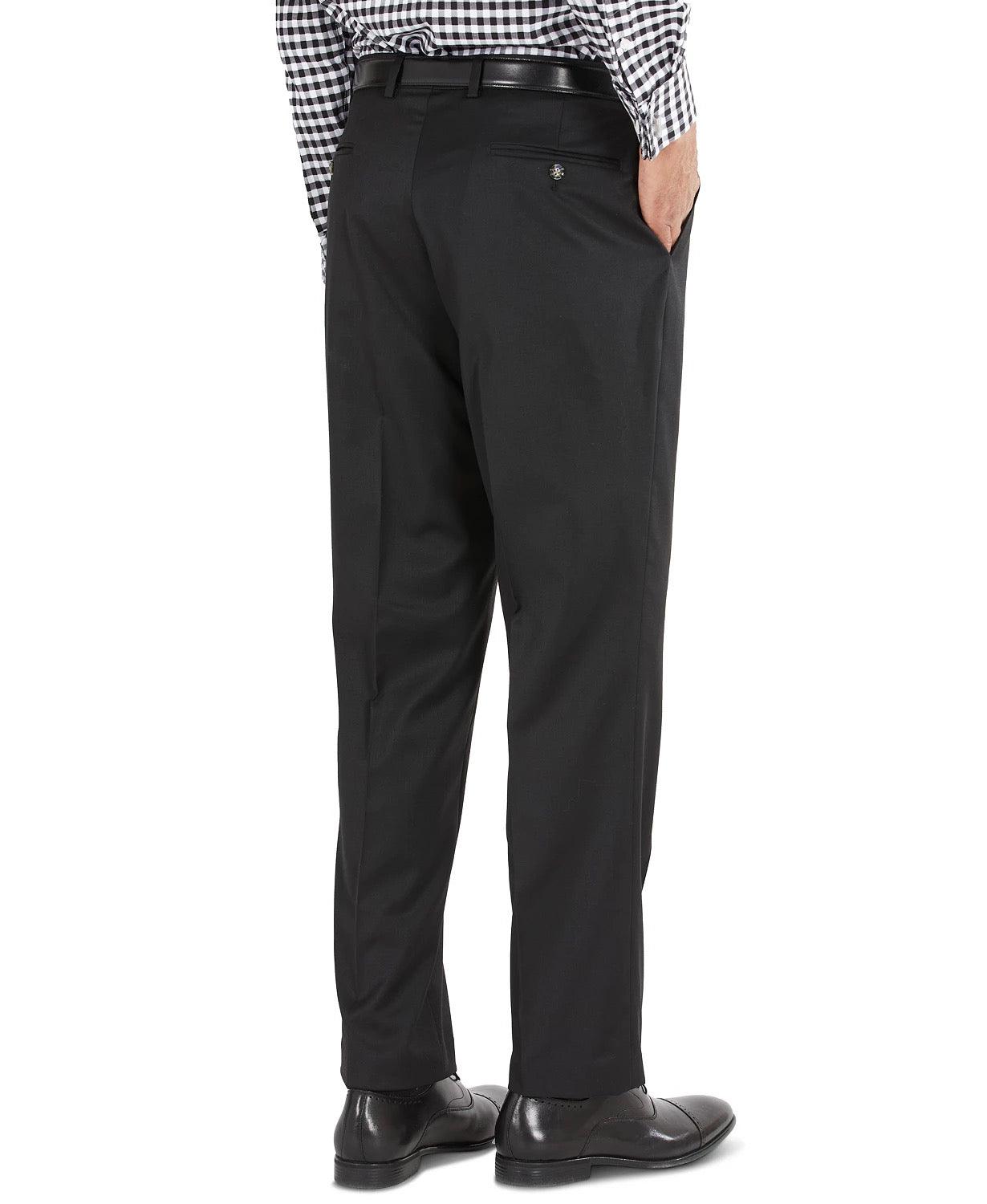 Tayion Collection Men's Classic Fit Solid Black Suit Dress Pants Black 36 x 30