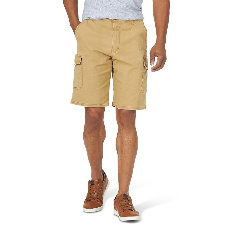 Wrangler Mens Nash Solid Cargo Shorts Size 34 Khaki Brown