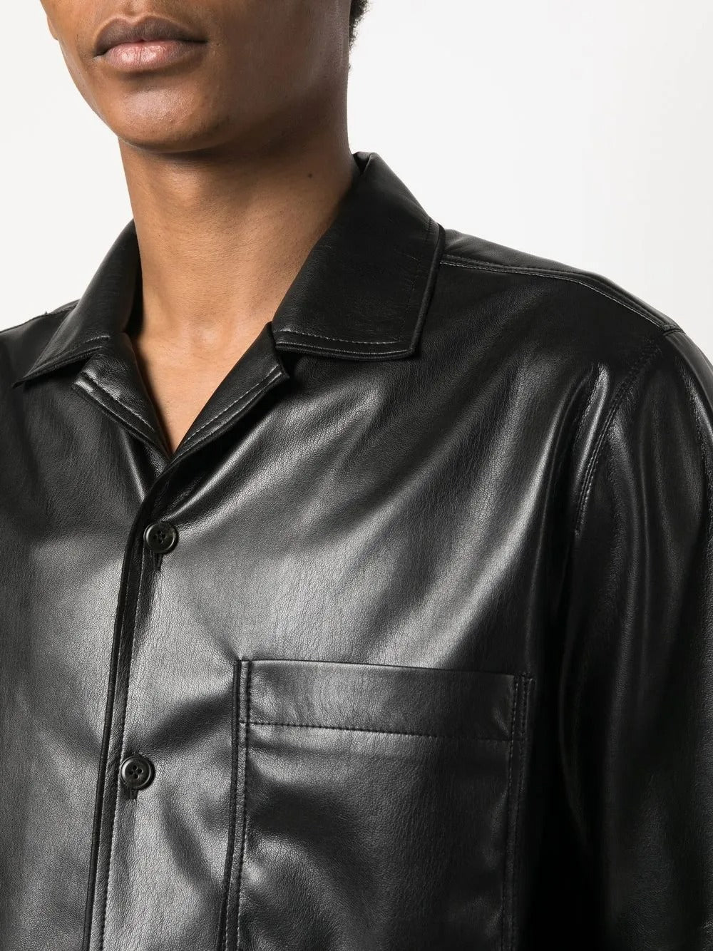 Nanushka Mens Coated-Finish Shirt Jacket XXL 2XL Black