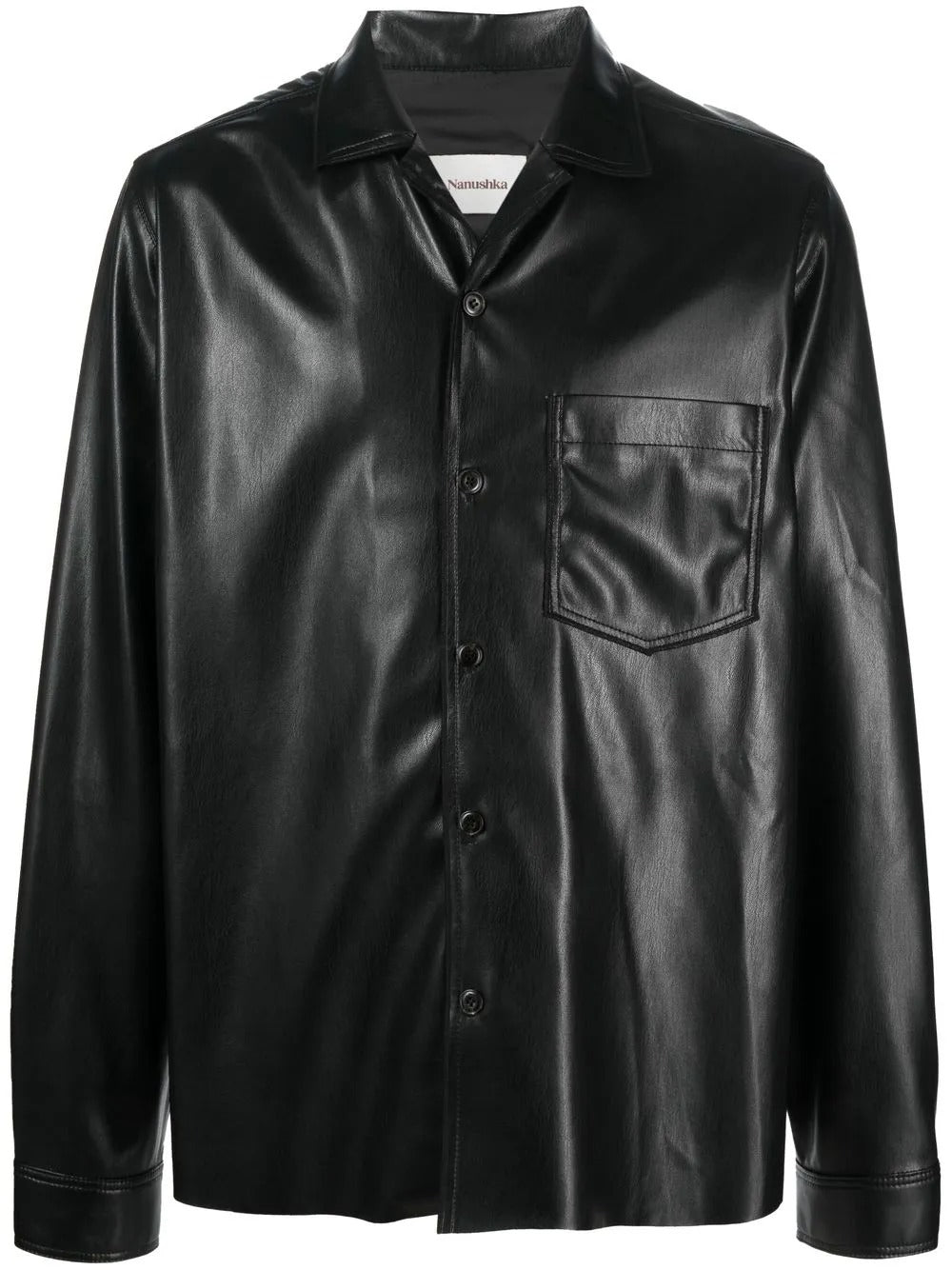 Nanushka Mens Coated-Finish Shirt Jacket XXL 2XL Black