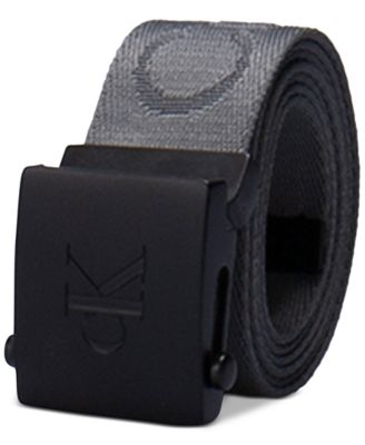 Calvin Klein Men's Logo Print Casual Web Belt Black Medium