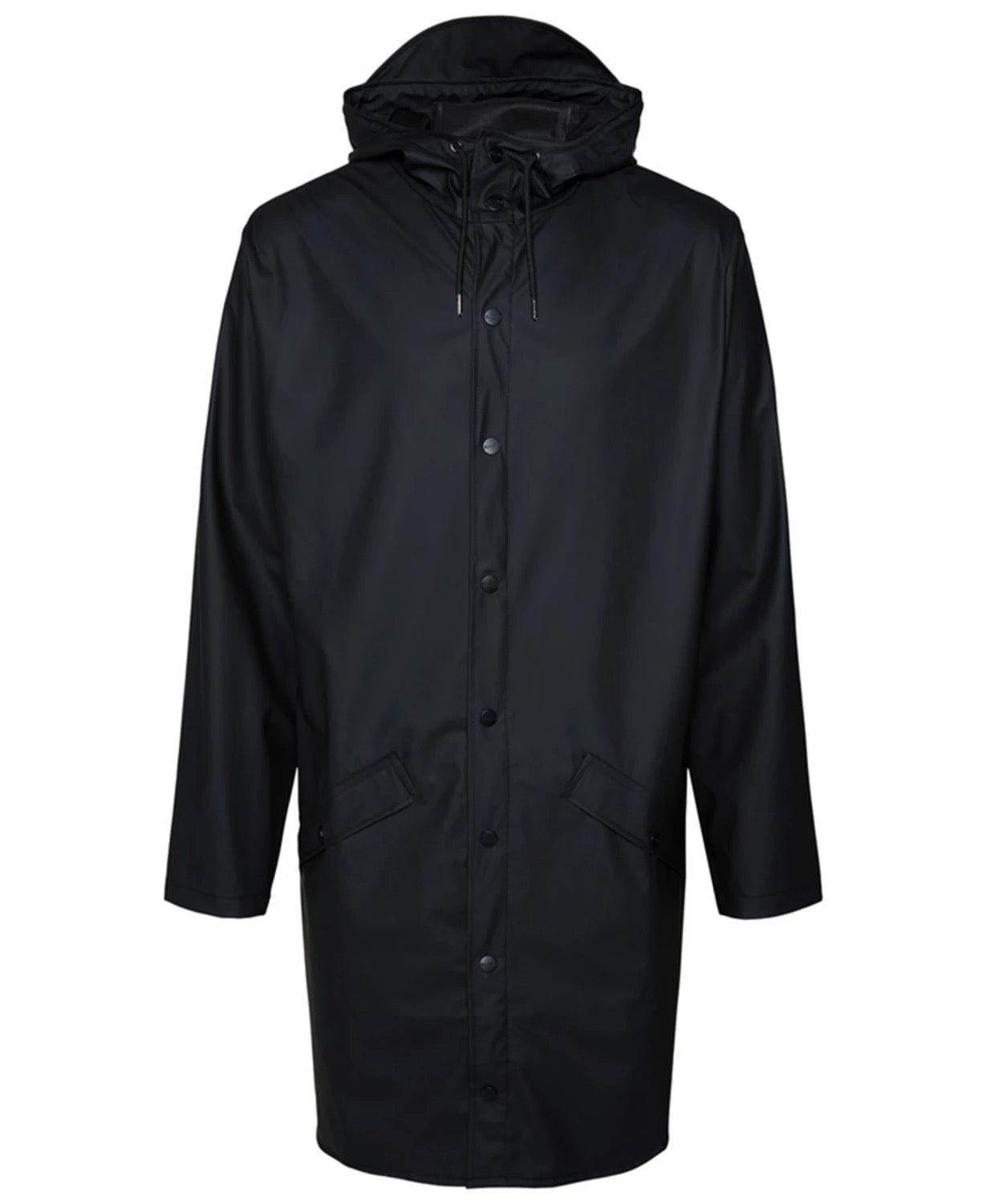 Rains Mens Long Raincoat Coat XL Black Solid