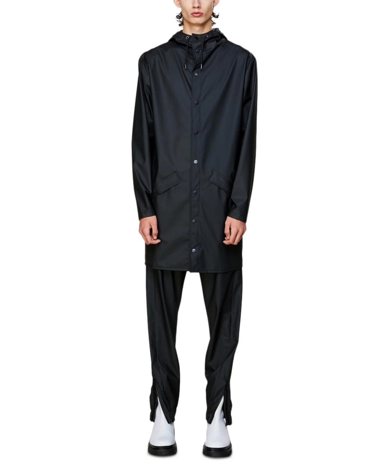 Rains Mens Long Raincoat Coat XL Black Solid