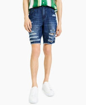 International Concepts Men's Destroyed 9" Denim Shorts Dark Blue 30 Reg