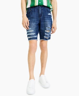 International Concepts Men's Destroyed 9" Denim Shorts Dark Blue 30 Reg