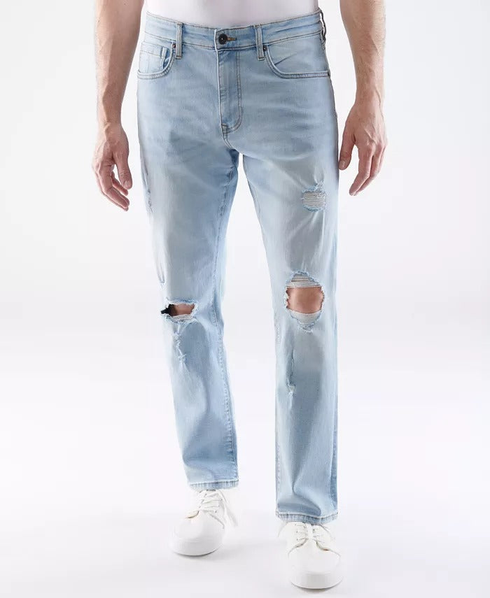 Lazer Mens Slim-Fit Stretch Jeans 32 x 30 Light Blue