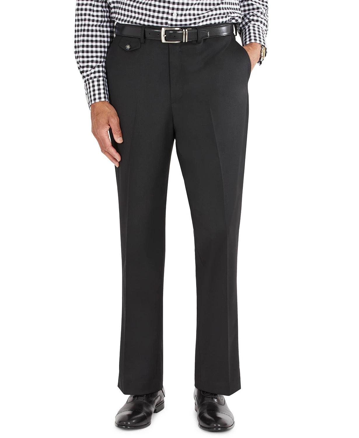 Tayion Collection Men's Classic Fit Solid Black Suit Dress Pants Black 36 x 30