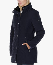 Laundry by Shelli Segal Petite Small PS Fleece-Lined Quilted Coat Pretoria Navy