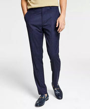 Bar Iii Mens Skinny fit Dress Pants 33 / 30 Navy Blue Plaid