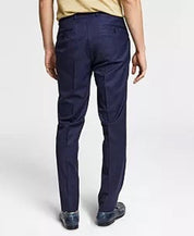 Bar Iii Mens Skinny fit Dress Pants 32 / 32 Navy Blue Plaid Stretch Wool