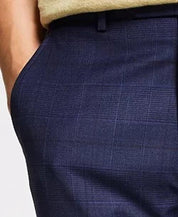 Bar Iii Mens Skinny fit Dress Pants 32 / 32 Navy Blue Plaid Stretch Wool