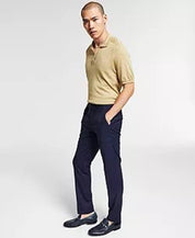 Bar Iii Mens Skinny fit Dress Pants 32 / 32 Navy Blue Plaid Stretch Wool