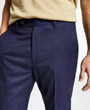 Bar Iii Mens Skinny fit Dress Pants 32 / 32 Navy Blue Plaid Stretch Wool