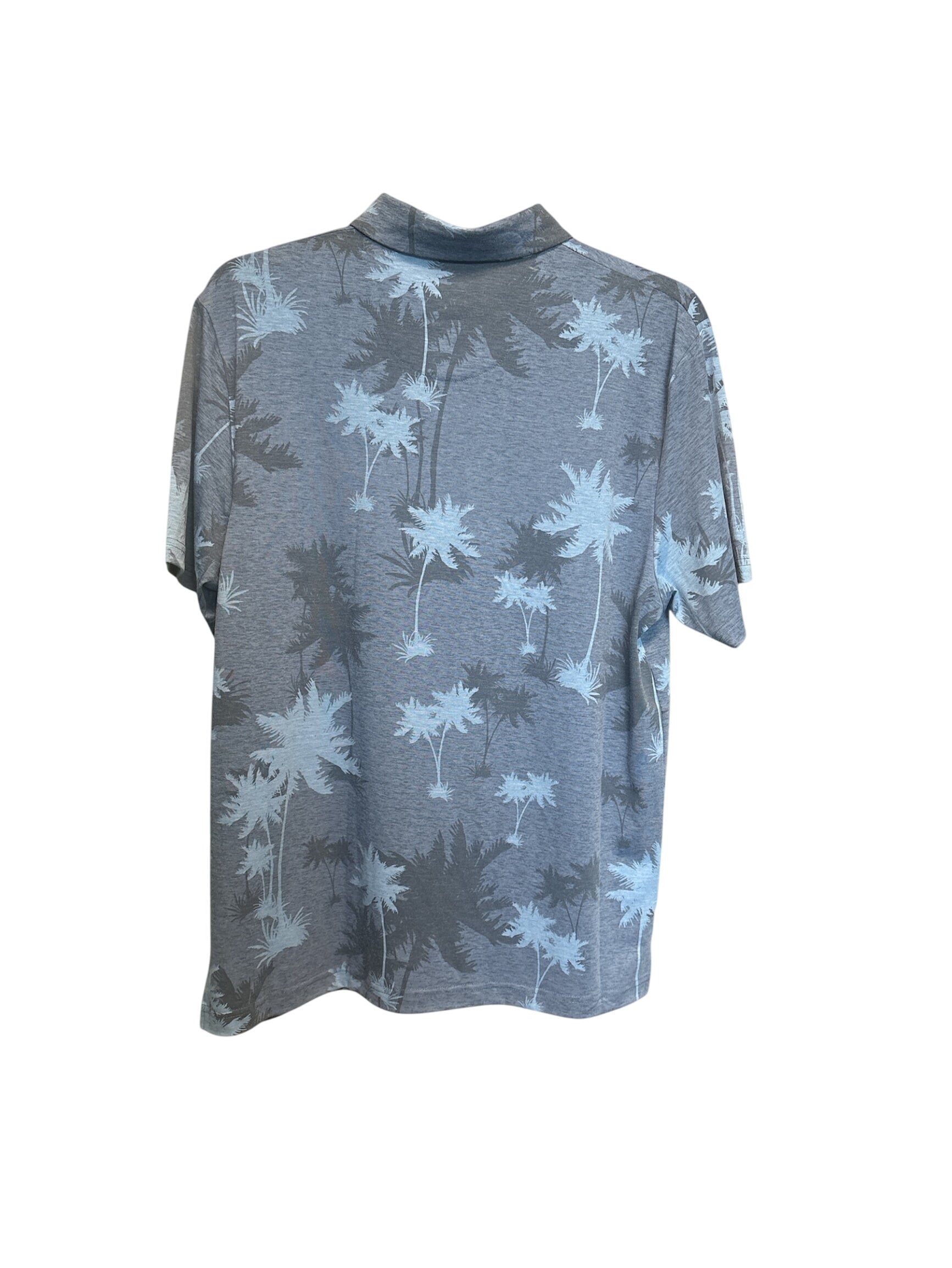 Pga Tour Mens Regular fit Short Sleeve Polo Shirt Medium Blue Palm Print