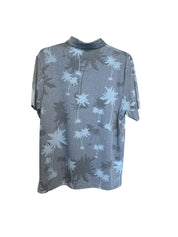 Pga Tour Mens Regular fit Short Sleeve Polo Shirt Medium Blue Palm Print