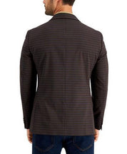 Tommy Hilfiger Men's Modern-Fit Check Blazer 40R Burgundy Brown