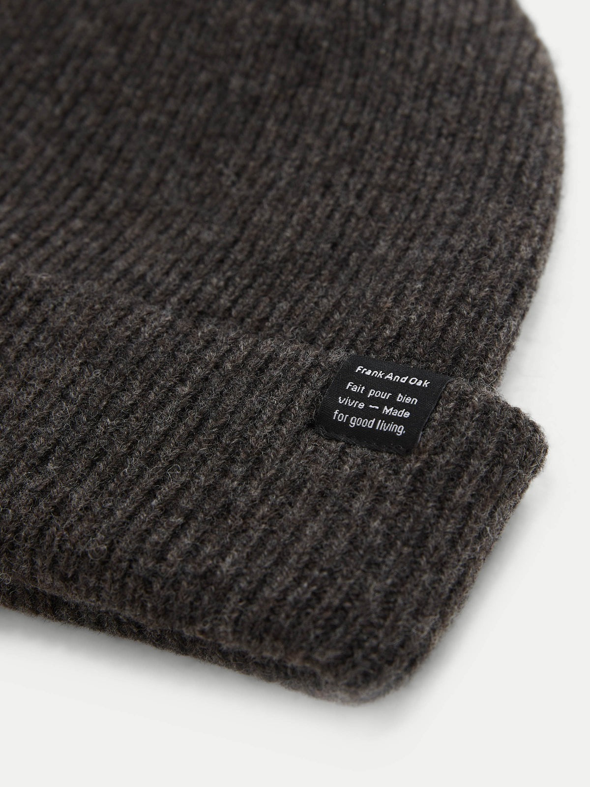 Frank & Oak Mens The Yak Wool Beanie Hat in Charcoal Grey Yak Wool