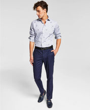 Bar Iii Mens Skinny fit Dress Pants 30 / 30 Navy Blue Plaid Wool