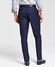 Bar Iii Mens Slim fit Wool Dress Pants 34 / 25 Navy  Blue Plaid