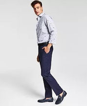 Bar Iii Mens Slim fit Wool Dress Pants 34 / 25 Navy  Blue Plaid