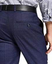 Bar Iii Mens Skinny fit Dress Pants 32 / 30 Navy Blue Plaid Stretch
