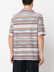 Missoni Mens Short Sleeve Zig Zag All Over Button Shirt XL Muiticolor Italy