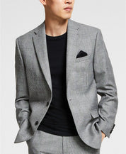 Bar Iii Men's Slim Fit Plaid Suit Jacket Black White 38S