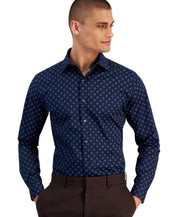 Alfani Mens Slim fit Dress Shirt Small 14-14.5 32-33 Blue Green Geometric