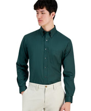 Club Room Mens Regular fit Dress Shirt XL 17.5 in 32-33 Green Solid